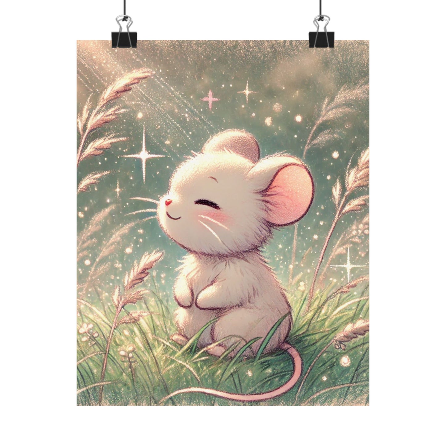 Whimsical Mouse Matte Vertical Poster - Cute Animal Wall Art